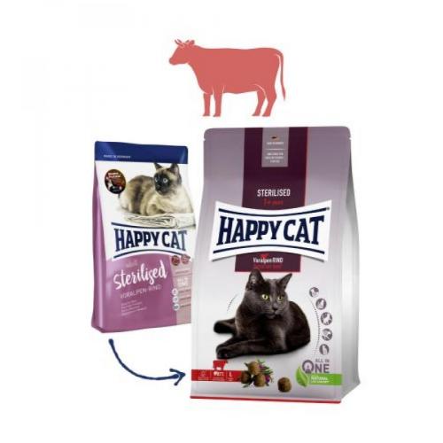 Happy Cat NEW Sterilised Voralpen-Rind / Hovězí 1,3 kg